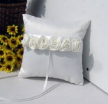 White Wedding Ring Bearer Pillow -  6 White Roses